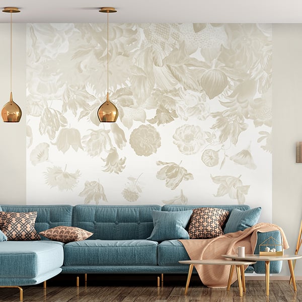 Galerie Wallpaper Product code: 18004R - Tropical Wallpaper Collection - Almond Colours - Flower Rain Design