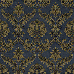 Galerie Wallcoverings Product Code: 23609 - Classic Italian Wallpaper Collection Galerie Wallcoverings Product Code 23609 - Classic Italian Wallpaper Collection - Blue Gold Colours - A traditional damask on a woven effect background, giving a classical, formal edge to any interior scheme. Design