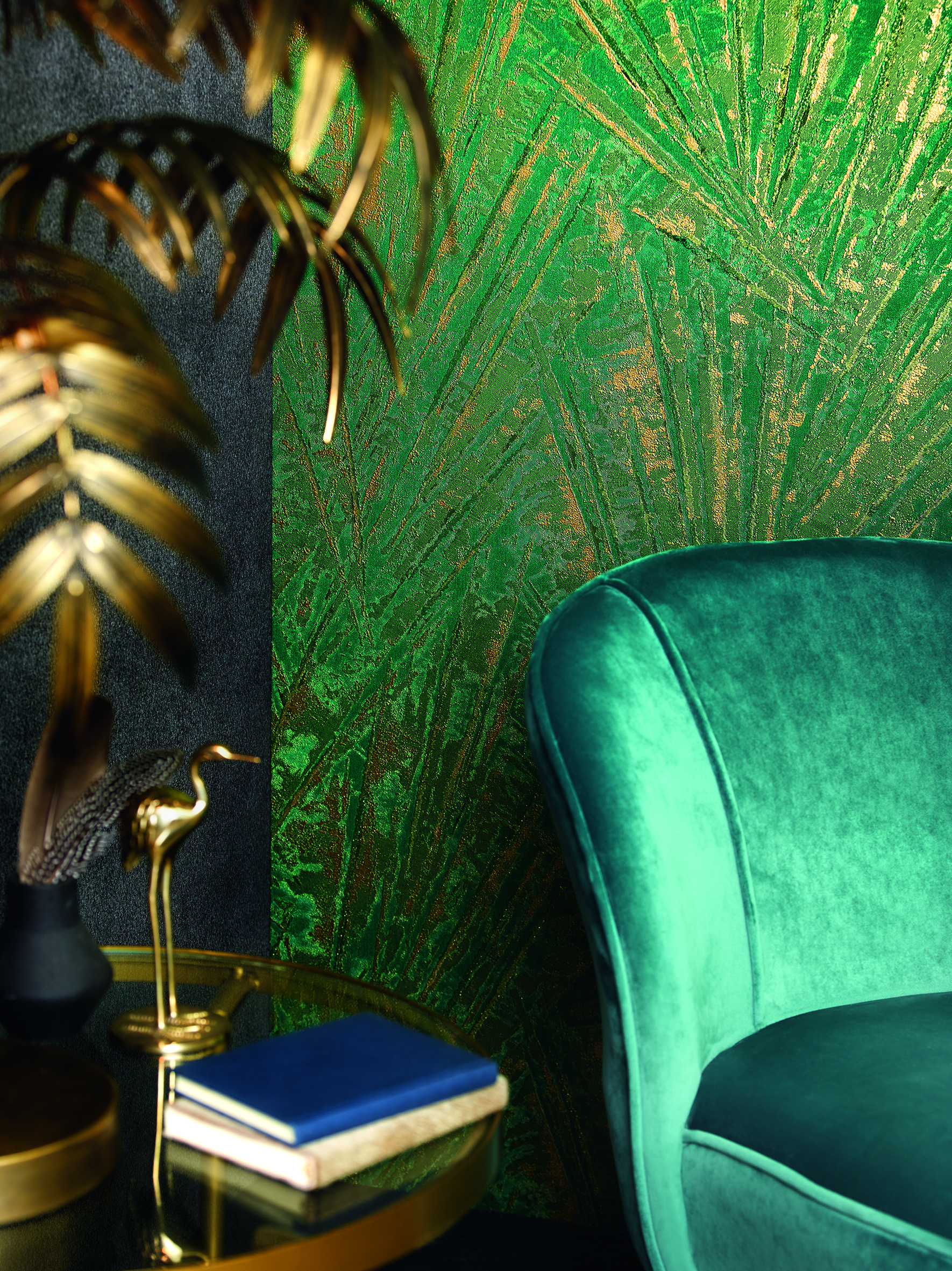 Galerie Wallcoverings Product Code: 91936 - Energy Wallpaper Collection Galerie Wallcoverings Product Code 91936 - Energy Wallpaper Collection - Green, Gold Colours - Fan Palm Design