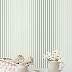 Galerie Wallcoverings Product Code: G67928 - Miniatures 2 Wallpaper Collection Galerie Wallcoverings Product Code G67928 - Miniatures 2 Wallpaper Collection - Green White Colours - Ticking Stripe Design