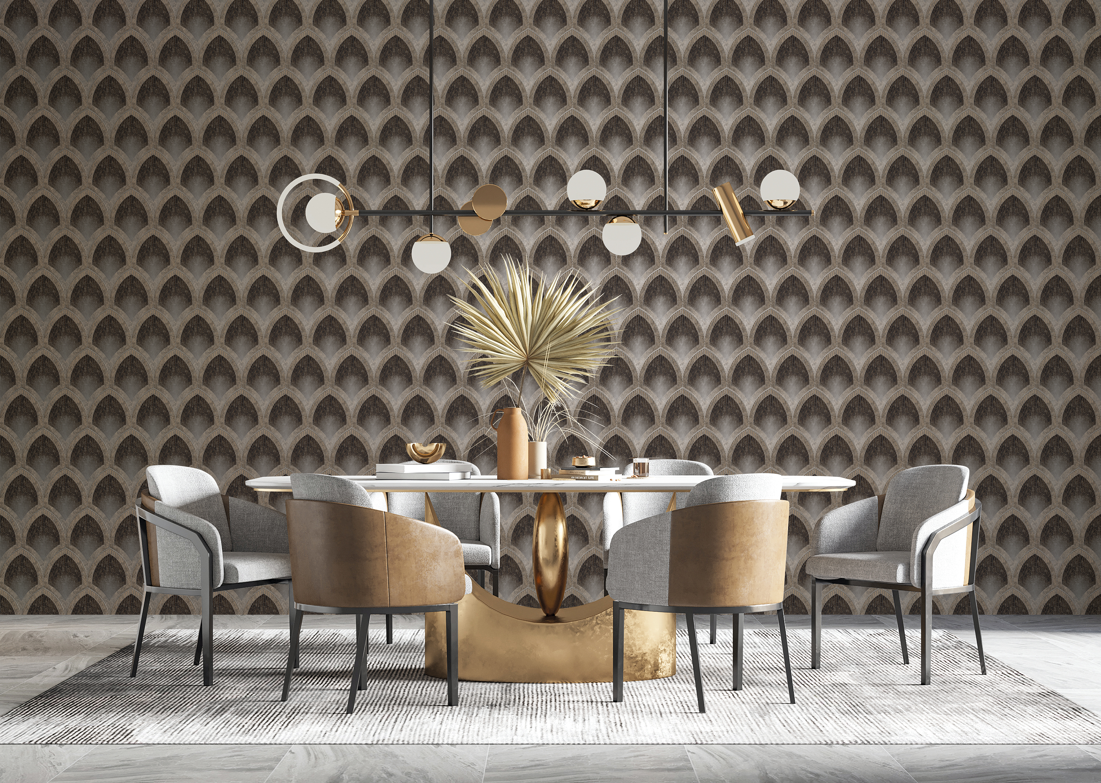 Galerie Wallcoverings Product Code: G68087 - Special FX 2 Wallpaper Collection Galerie Wallcoverings Product Code G68087 - Special FX 2 Wallpaper Collection - Black, Taupe Colours - Nouveau Scallop Design