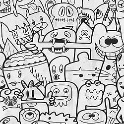 Galerie Wallcoverings Product Code WH45195M - Welcome Home Murals Wallpaper Collection - Grey, Black, White Colours - Monster Mashup Design