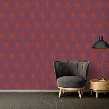 Galerie Wallcoverings Product Code AC60007 - Absolutely Chic Wallpaper Collection - Metallic Red Lilac Colours -  