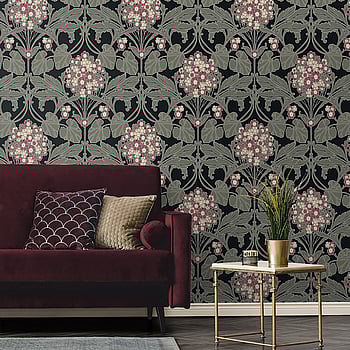 Galerie Wallcoverings Product Code ET12110 - Arts and Crafts Wallpaper Collection - Olive Pink Beige White Black Colours -  