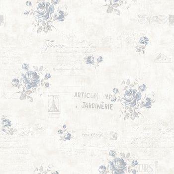 Galerie Wallcoverings Product Code G45081 - Vintage Roses Wallpaper Collection - Blue Cream Colours -  