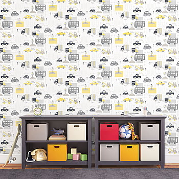 Galerie Wallcoverings Product Code G56011 - Just 4 Kids 2 Wallpaper Collection - Yellow Grey Black White Colours -  