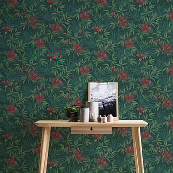 Galerie Wallcoverings Product Code HV41051 - Havana Wallpaper Collection - Green Red Colours -  