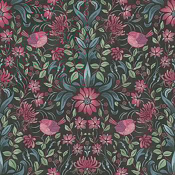 Galerie Wallcoverings Product Code MC61004 - Maison Charme Wallpaper Collection - Green, Pink, Black Colours -  