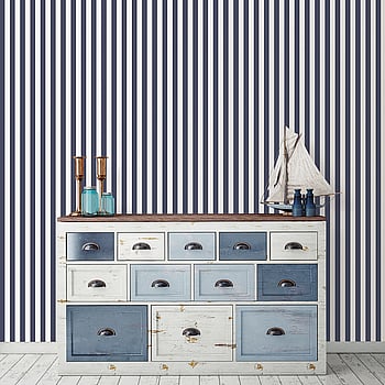Galerie Wallcoverings Product Code SH34502 - Simply Stripes 3 Wallpaper Collection - Navy Colours -  